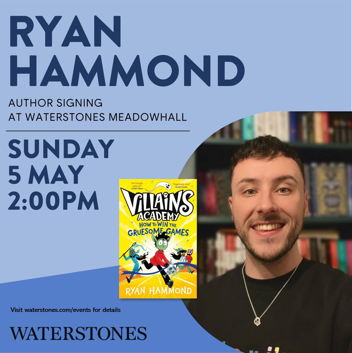 Ryan Hammond will be visiting us on Sunday May 5th at 2pm to sign copies of the latest Villains Academy book: How to Win the Gruesome Games! This is not a ticketed event so there’s no need to book in advance. @hamdesign