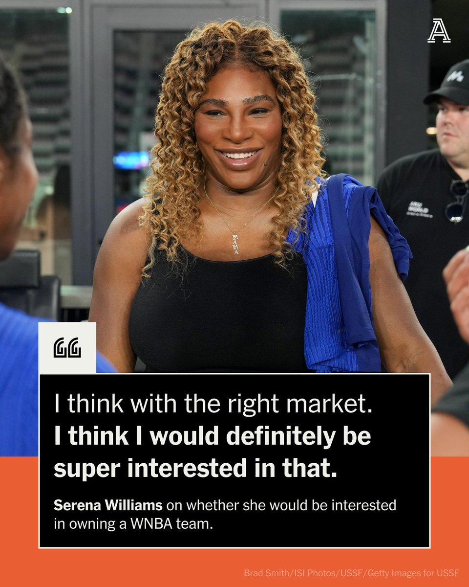 Serena Williams told CNN she would 'absolutely' have interest in owning a WNBA team if it's the right fit 👀 She already has ownership stakes in Angel City FC and Los Angeles Golf Club in the upcoming TGL. theathletic.com/live-blogs/wnb…