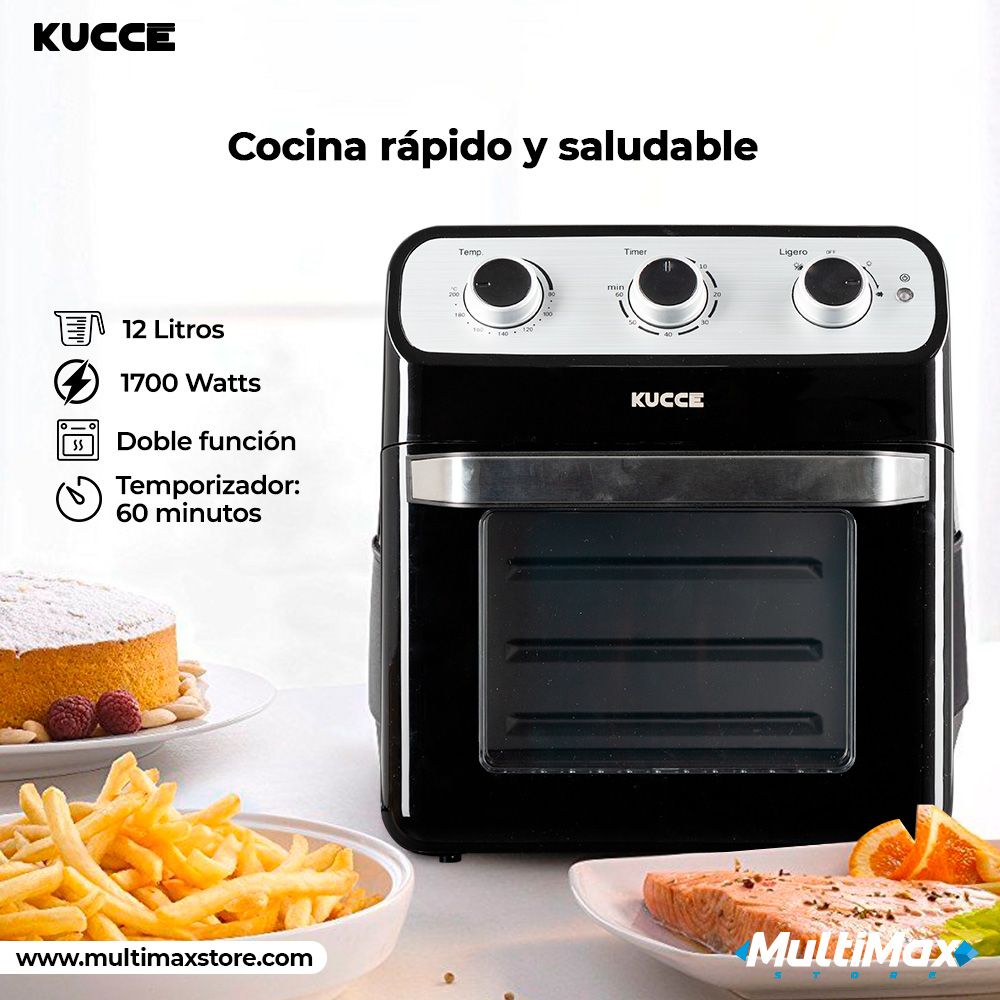 Multimax_Store's tweet image. Cocina lo que quieras, en pocos minutos y sin utilizar aceite. Lleva contigo el horno freidora de aire #Kucce de 12 litros, con 1700 Watts de potencia, disponible en #MultiMaxStore 💙

multimaxstore.com