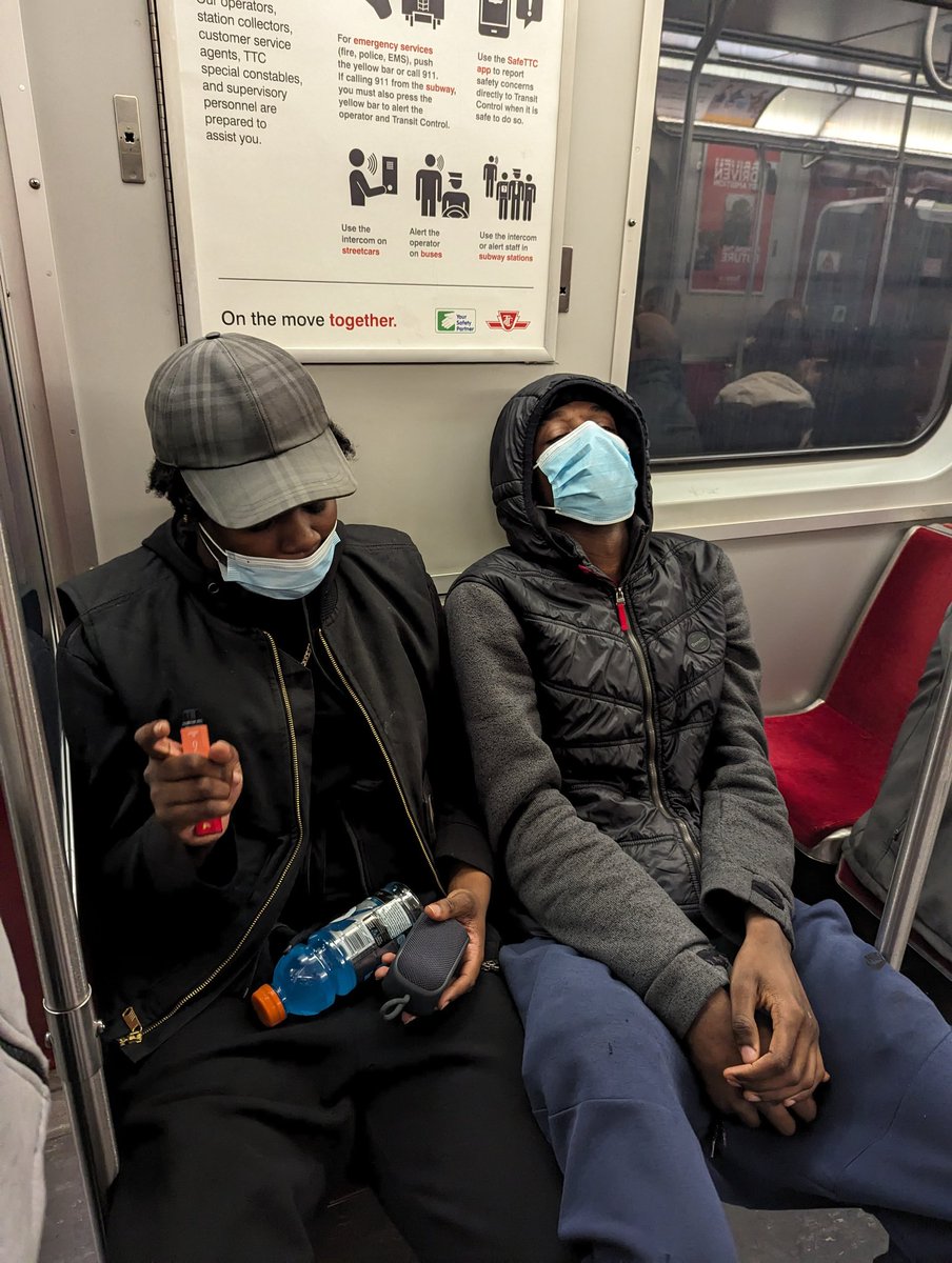 wandapro's tweet photo. @ttchelps @ttcriders when did hiding behind masks to  vape &amp; smoke become acceptable on the TTC. I refused to stay silent so I asked them to stop they predictably blew smoke in my face. #seesomethingsaysomething https://t.co/y0gvQLUukL