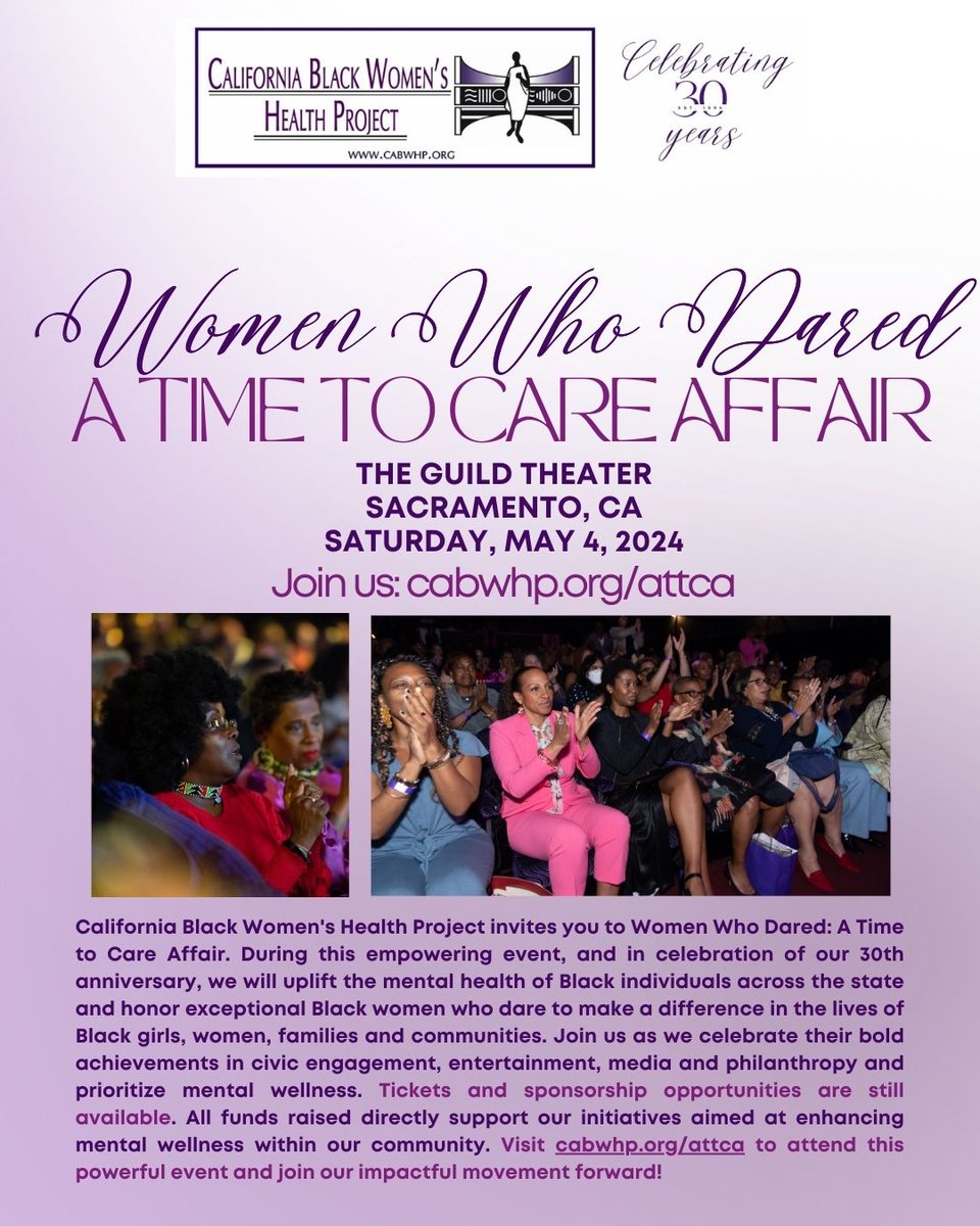 Don't wait for us tickets to be sold out! Get yours today! Join us on Saturday, May 4th in Sacramento at The Guild Theater for an incredible celebration of Black women and to uplift our community’s mental wellness! Get your tickets: bit.ly/ATTCA24