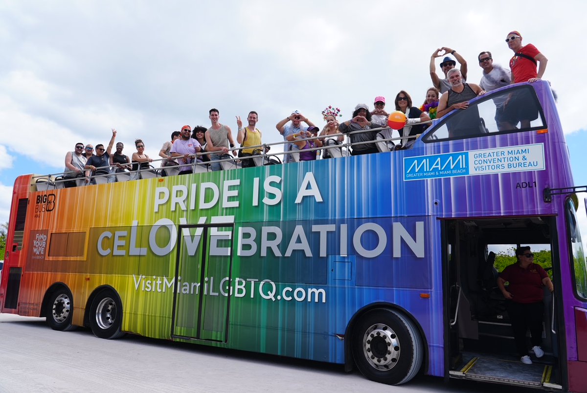 Covering this weekend's activities at the Miami Beach Pride Parade! Our rainbow-wrapped Big Bus brought the #GMCVB team along the #OceanDrive route. Thanks for joining us as we celebrate diversity and inclusion at one of the largest Pride festivals in the country! 🏳️‍🌈