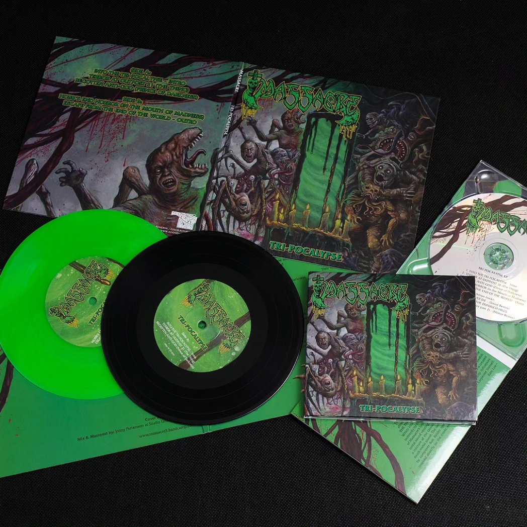 DoomentiaRecord's tweet photo. +++ OUT NOW! +++
MASSACRE - "Tri-pocalypse"
7" EP gatefold, CD DIGIPACK
Order: https://t.co/YDNuvq4SeO
#deathmetal #oldschooldeathmetal #massacre #vinyl #vinylrecords #vinylcollection #vinylrelease #cd #cddigipack https://t.co/ZXvsZrisDY