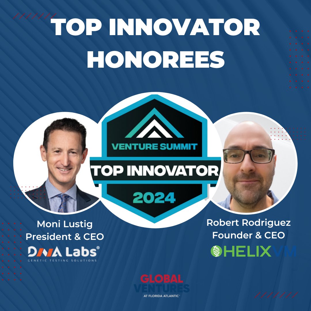 We are thrilled to share that two Global Ventures companies are being recognized as top innovator honorees at this year's Venture Summit. Congratulations to both <a href="/HELIXVM/">HelixVM</a>   and <a href="/dnalabs_/">DNALabs</a>  for this well-deserved recognition. 👏