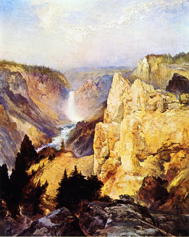 Thomas Moran (1837-1926). American landscape painter of English origin. His artistic work was decisive for the creation of Yellowstone National Park. 'Canyon of the Yellowstone' (1893 to 1901), is an idealized view or an environment untouched by civilization in the late 19th C.