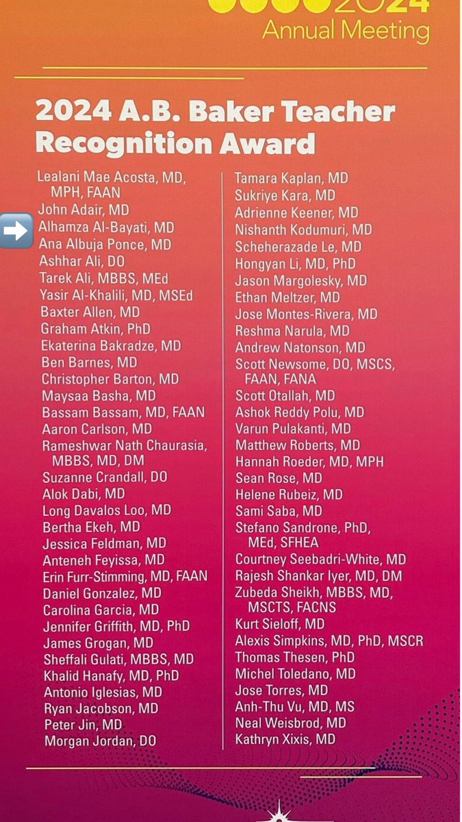 upmcneuro's tweet photo. Congratulations to our favorite stroke and NIR attending @AlAlBayati1 for winning the prestigious A.B Baker Teacher award at the #AANAM @AANmember meeting. Lucky to have you!!  @PittStroke @PittNeurology 

#medtwitter #neurotwitter @svinsociety https://t.co/RU4xmqaNd2