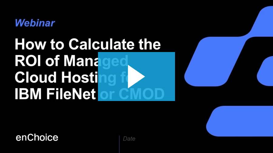 enchoice's tweet image. If you missed last week's webinar, catch the replay to learn how you can justify the cost of moving your systems to a managed cloud hosted environment using real-world data from 113 companies with active #FileNet or #CMOD in production. hubs.la/Q02sWQ_-0