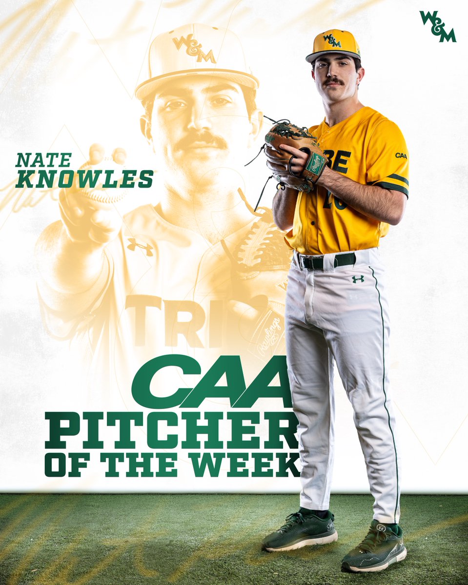 Nate Knowles is your @CAASports Pitcher of the Week (pt. 2)👏 He allowed just two hits and one run over his two starts, going 2-0 on the week once again! 📰 | bit.ly/447fJmI @nathan_knowlesy | #GoTribe