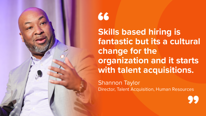 #SkillsBasedHiring is a hot topic and the panel had a lot to say! Director of Talent Acquisition, Human Resources at JCPenny, Shannon Taylor gave his insight into what he thinks about the trend.