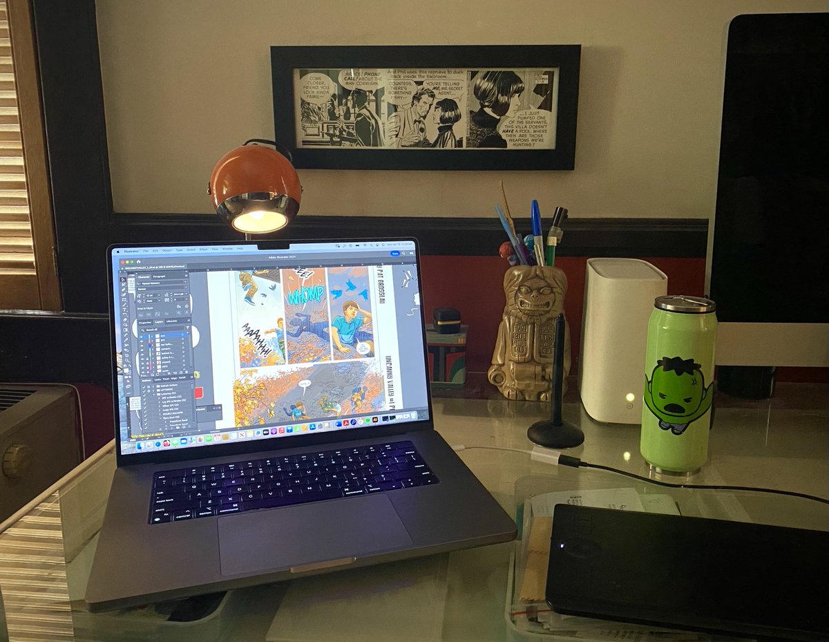Over on instagram comic creators are showing off their workspaces. Here’s my rather minimalist space—but I like it that way!