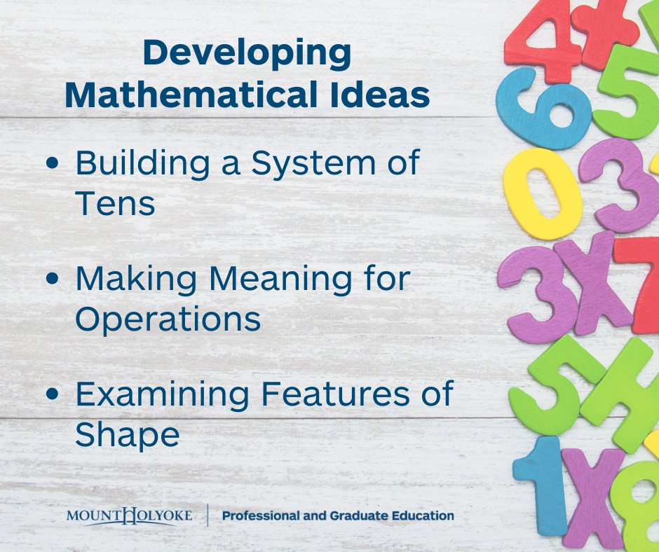 Offered this summer: Building a System of Tens, Making Meaning for Operations, & Examining Features of Shape.

Learn more: gradadmission.mtholyoke.edu/register/Nonde…

#matheducation #MathersGonnaMath #ElemMathChat #iteachmath @marriamath