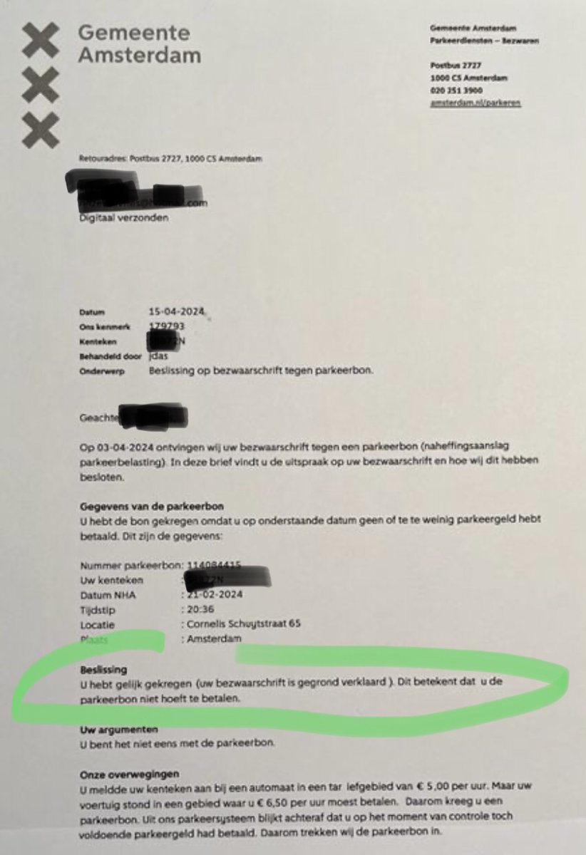 Met succes een aanval van auto hatend links Amsterdams bestuur op mijn portemonnee afgeslagen. 85 euro boete wilden ze. Na eerst ook al 25 euro parkeergeld te hebben betaald. Overigens: het was de auto van mijn echtgenoot. Zelf heb ik er geen. Zoals links A’dam het graag ziet.