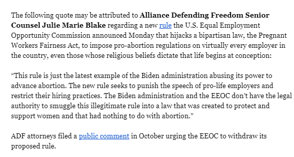 Inbox: @ADFLegal: #Biden admin smuggles pro-abortion rules into pregnant workers law