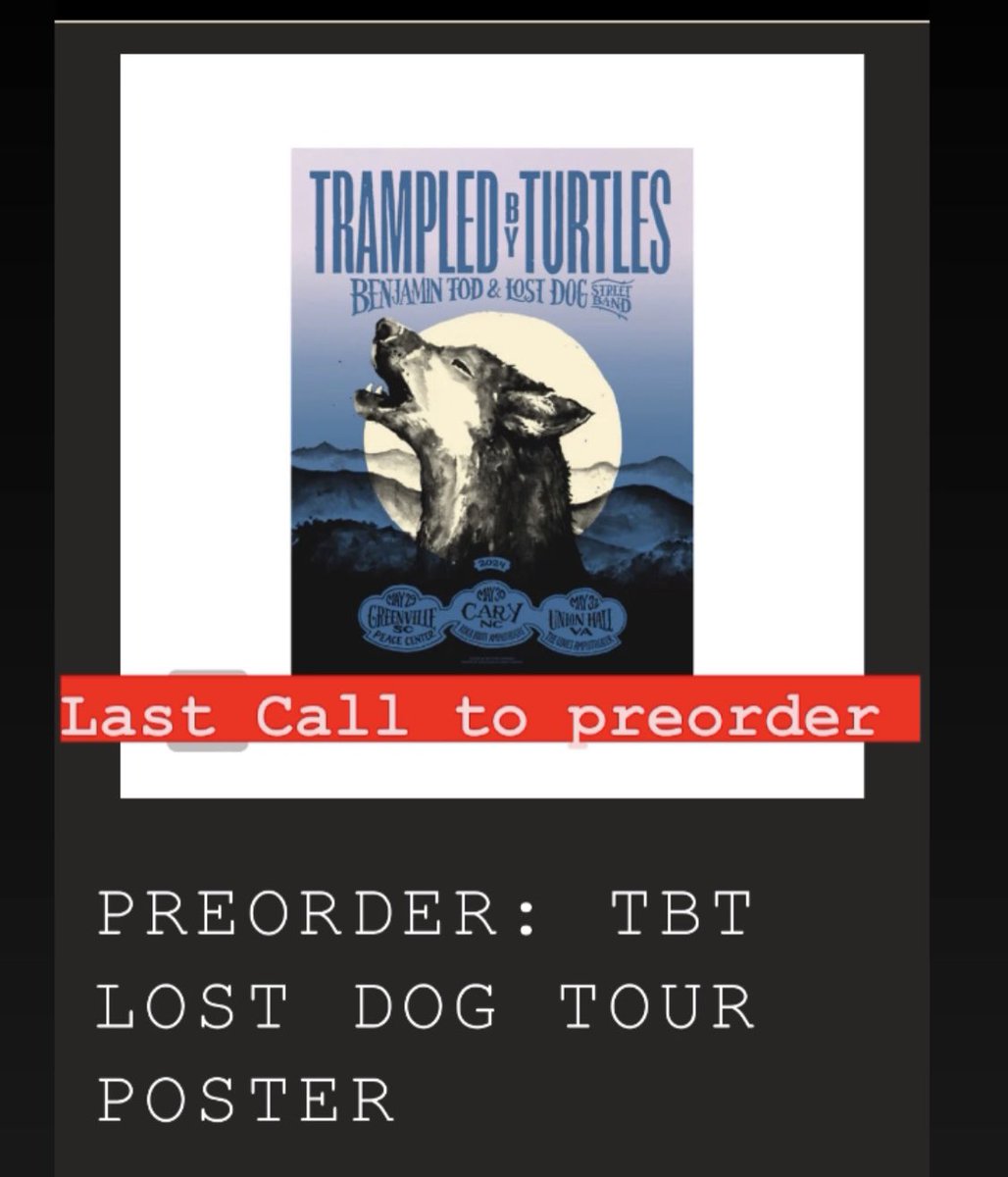 Last call to skip the merch line and preorder our May tour print: trampled-by-turtles.myshopify.com/collections/po…