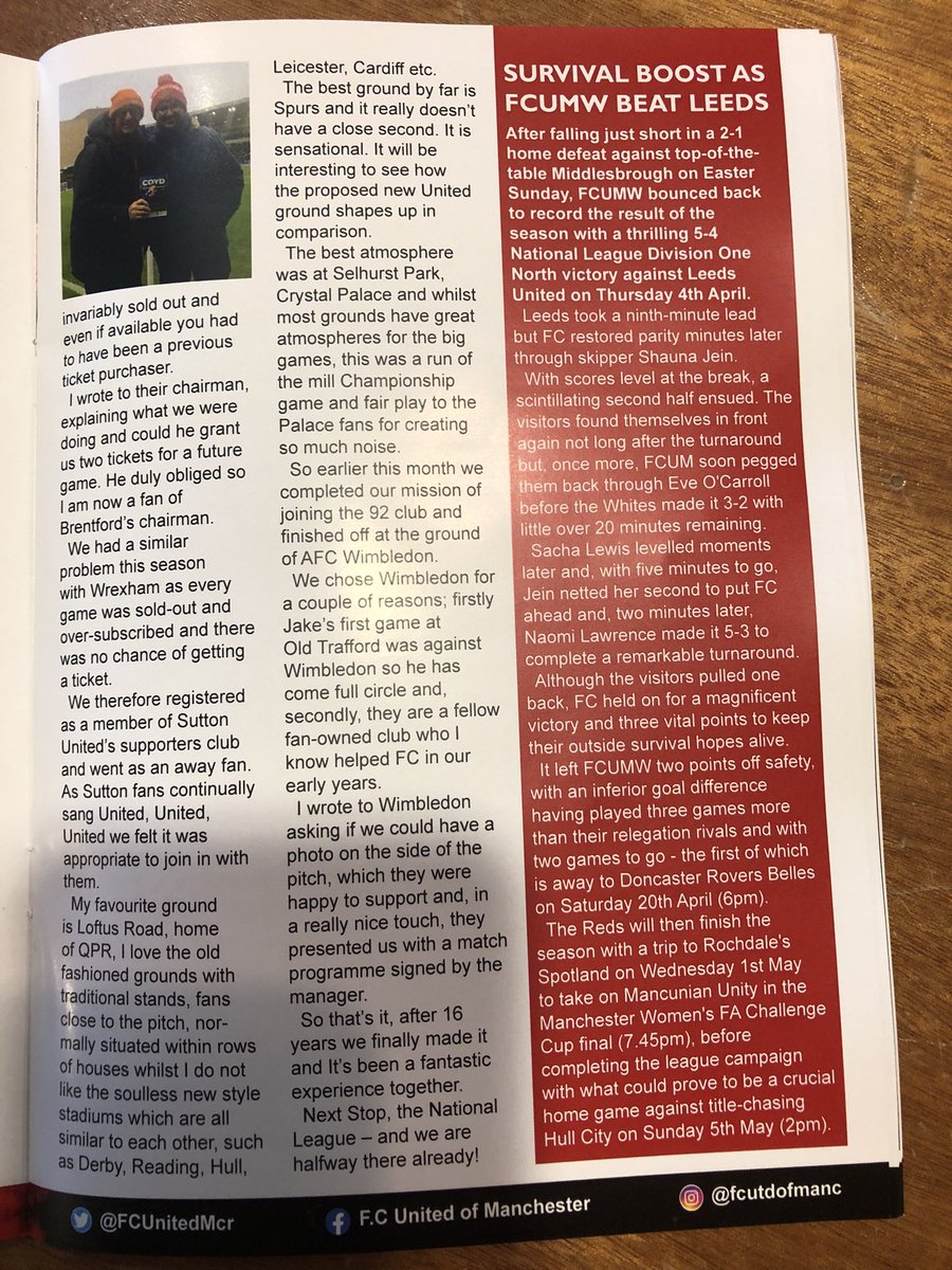 Article I wrote in <a href="/FCUnitedMcr/">FC United of Manchester 🟥⬜⬛</a> programme on Saturday about Dad n Lad watching FC and doing the 92 <a href="/jknlsn23/">Jake</a> <a href="/the92dotnet/">Doing the 92</a>