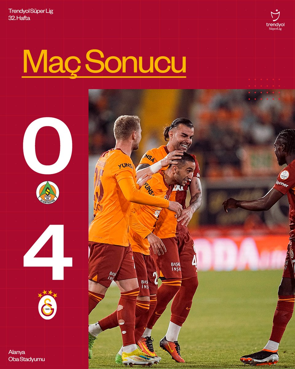 Trendyol Süper Lig’de üst üste 1️⃣3️⃣. galibiyet! 💪🙌 Maç sonucu: C. Alanyaspor 0-4 Galatasaray 👏 #ALNvGS