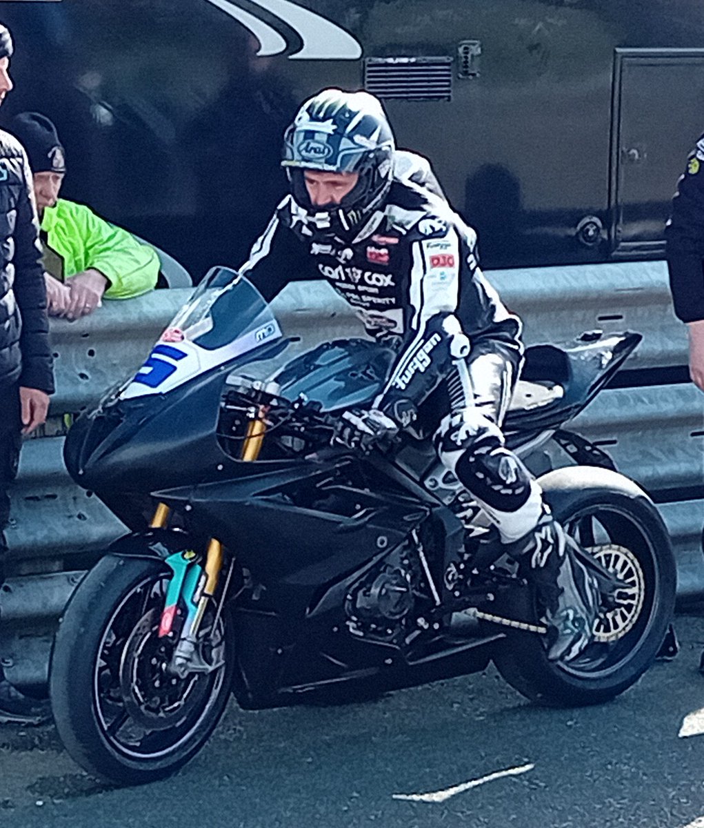 Michael Dunlop about to head out onto the Bishopscourt track on his new Triumph