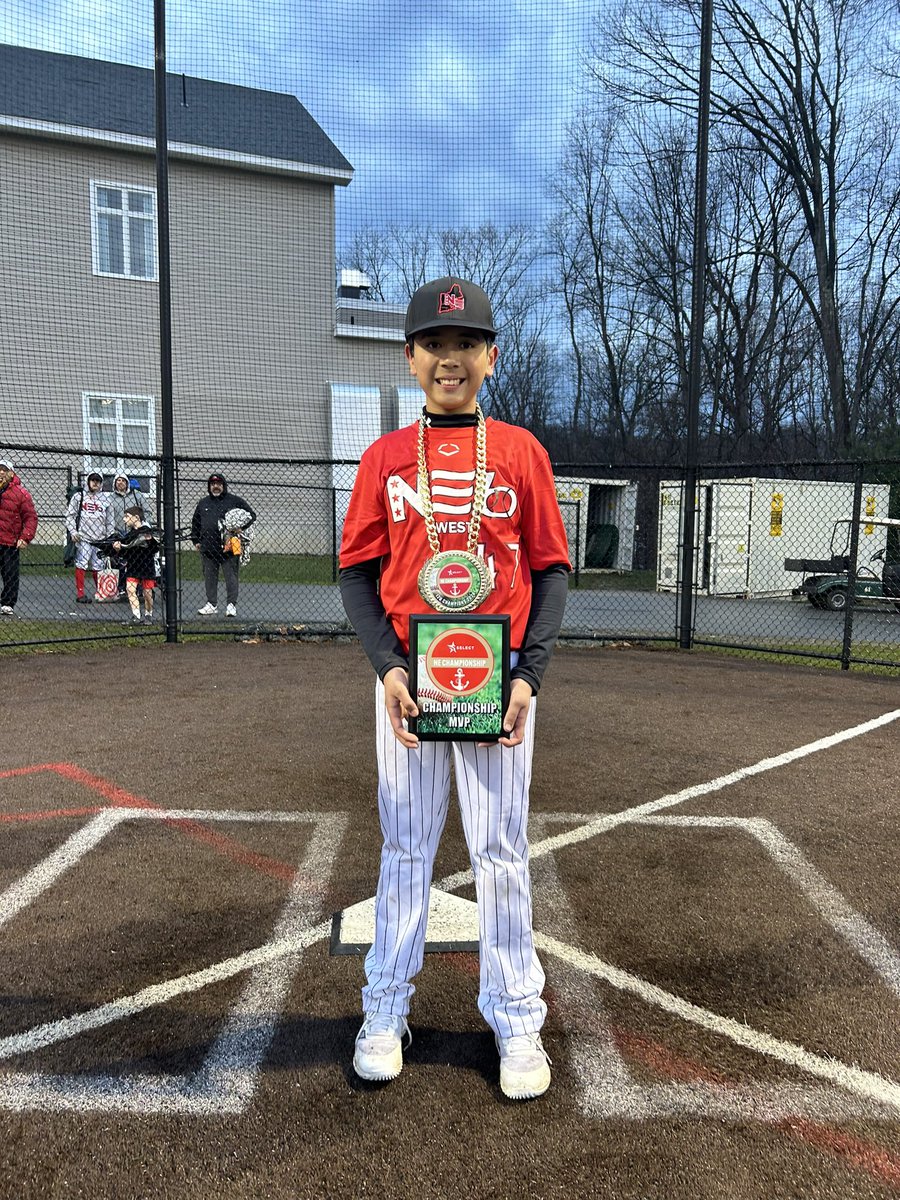 Congratulations to NEB West for winning the Select 12U NE Championship Tournament at the New England Baseball Complex this past weekend. Aiden Kluczwski was named Championship Game MVP! #champions #celebration