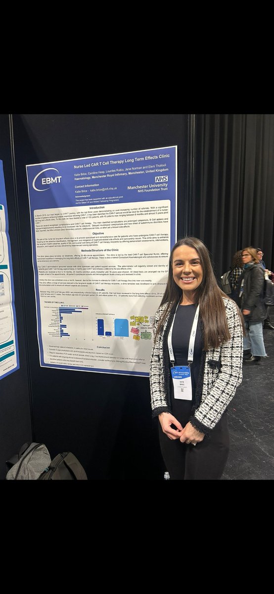 MRI Haematology Clinical Nurse Specialists (@bmtcns) on Twitter photo It was lovely to see our Car-T CNS Katie showcasing her work <a href="/TheEBMT/">The EBMT</a> - Nurse led long-term effects clinic.
Really interesting findings, which can now be used to improve patient outcomes and experience.
Well done, Katie and the Car-T team at <a href="/MRIHaem/">MRI Haematology</a> <a href="/ImsMri/">IMS.MRI</a> <a href="/TheEBMT_Nurses/">EBMT Nurses</a> It was lovely to see our Car-T CNS Katie showcasing her work <a href="/TheEBMT/">The EBMT</a> - Nurse led long-term effects clinic.
Really interesting findings, which can now be used to improve patient outcomes and experience.
Well done, Katie and the Car-T team at <a href="/MRIHaem/">MRI Haematology</a> <a href="/ImsMri/">IMS.MRI</a> <a href="/TheEBMT_Nurses/">EBMT Nurses</a>