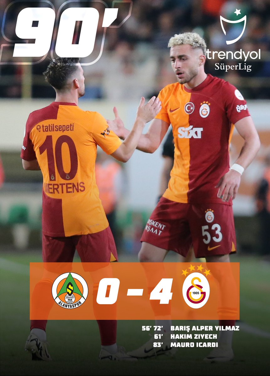 📌 Maç sonucu | #ALYvGS

Corendon Alanyaspor 0-4 Galatasaray