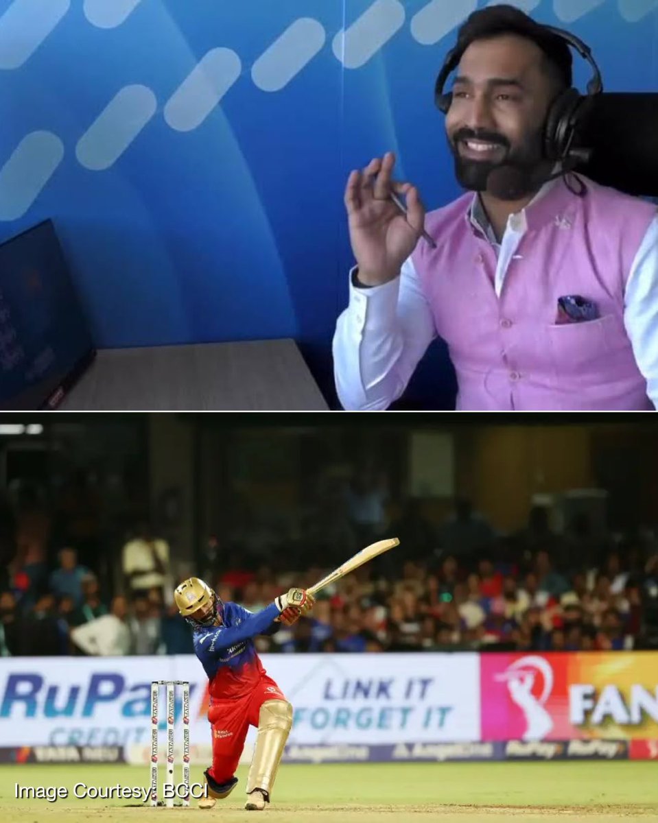 What a HEAD bending innings! Those sixes were absolutely KLASSic @DineshKarthik . Over 40,000 + Indians & Aus fans give a Standing Ovation to a 38 year old INDIAN player & a commentator, despite losing the game. #Chinnaswamy🏟️ ❤️‍🔥!💯 #WCT20 ? 🤞🏻🇮🇳 #SRHvsRCB #dineshkartik