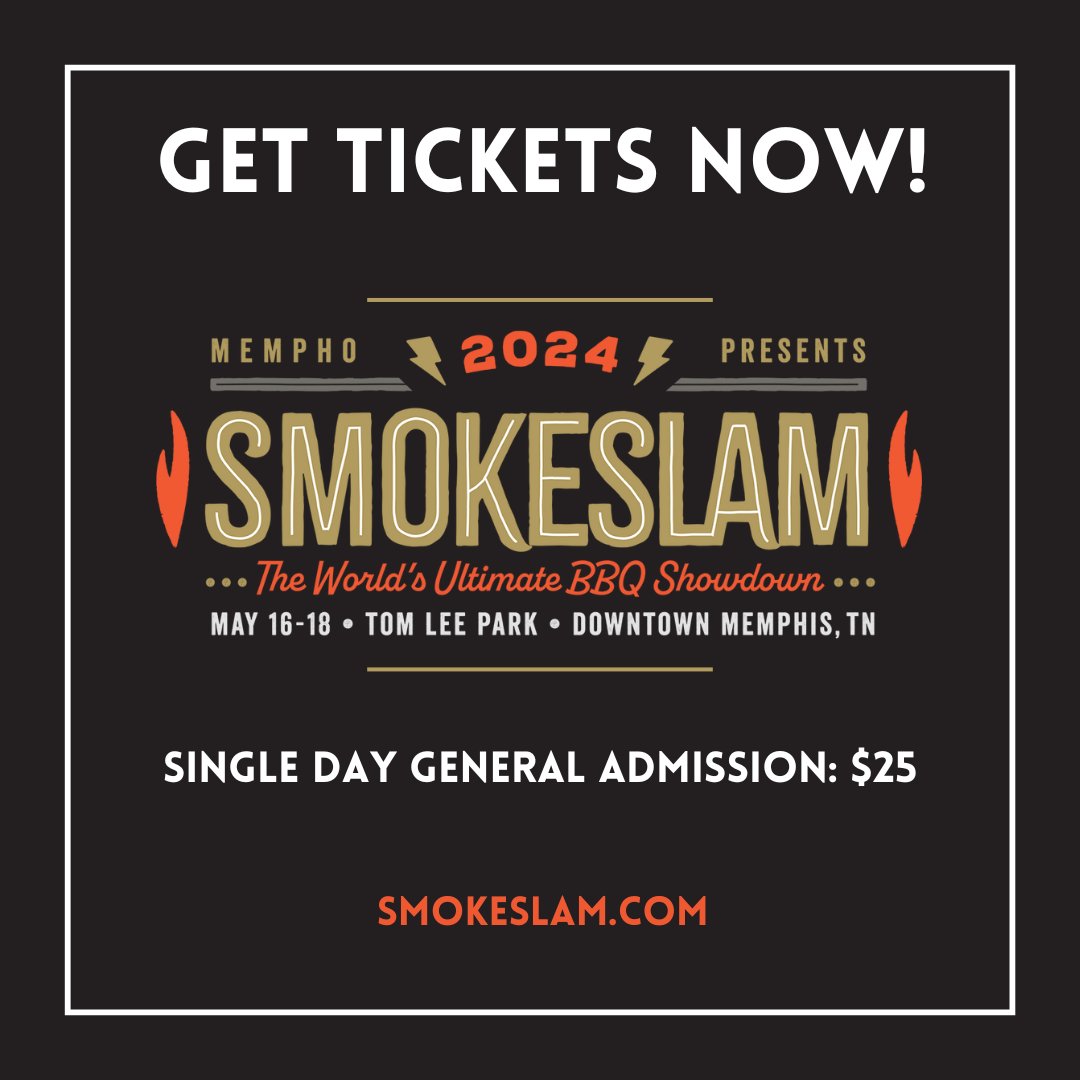 Cook slow. But get your #SmokeSlam tickets fast. General Admission starting at just $25. Visit smokeslam.com 🍴 🥃 🍗 🥓 🍔 🍺 🎡 🐷 🐄 🦐 🎸 🎼 #smokeslam #smokeslam2024 #bbq #tomleepark