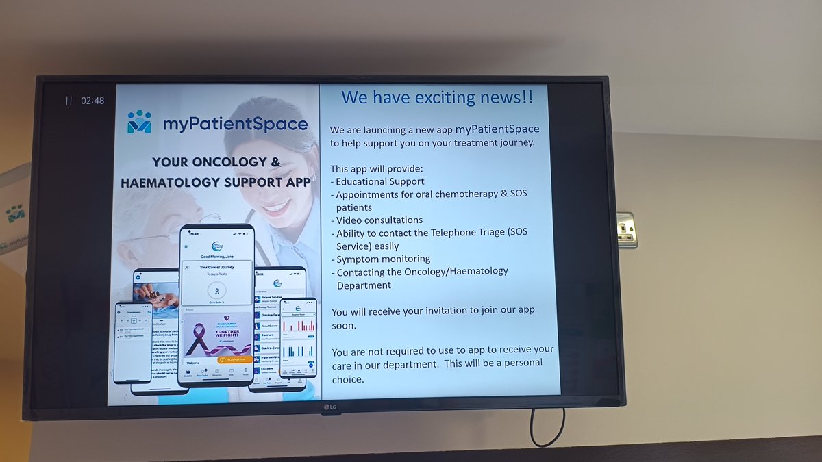 Great day for Oncology, Our Lady of Lourdes with the launch of myPatientSpace App to help support our patients through their treatment