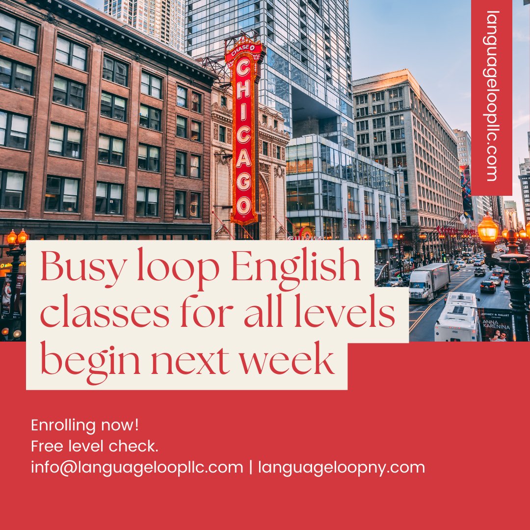 sign up for busy loop english lessons! more info: languageloopllc.com/contact/ #NYC #NewYork #Chicago #Loop #Indiana #Seattle #stlouis #Ohio #Texas #michigan #languageschool #english #busyloop #april #spring