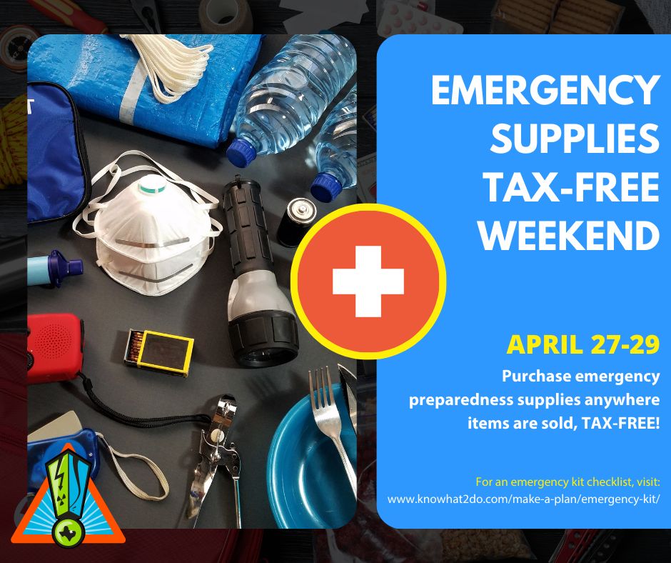Emergencies happen unexpectedly. Prepare with an emergency go kit: water, food, meds, flashlight, batteries, first aid kit, ID, insurance. Stay safe and ready. Mark your calendars! April 27-29, 2024 is a tax-free weekend emergency supplies.