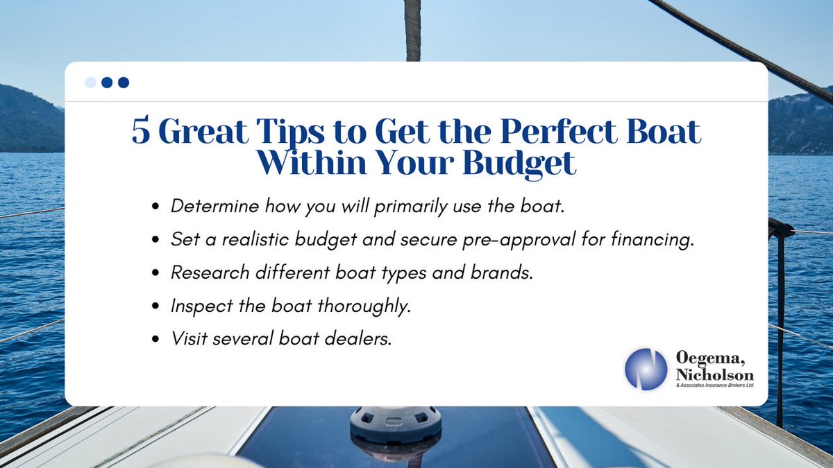 Dreaming of owning your own boat? 🛥️

Here are 5 great tips to get the perfect boat within your budget.

Contact #OegemaNicholson to know more: bit.ly/2ANjP9H

#ONA #BoatBuyingTips