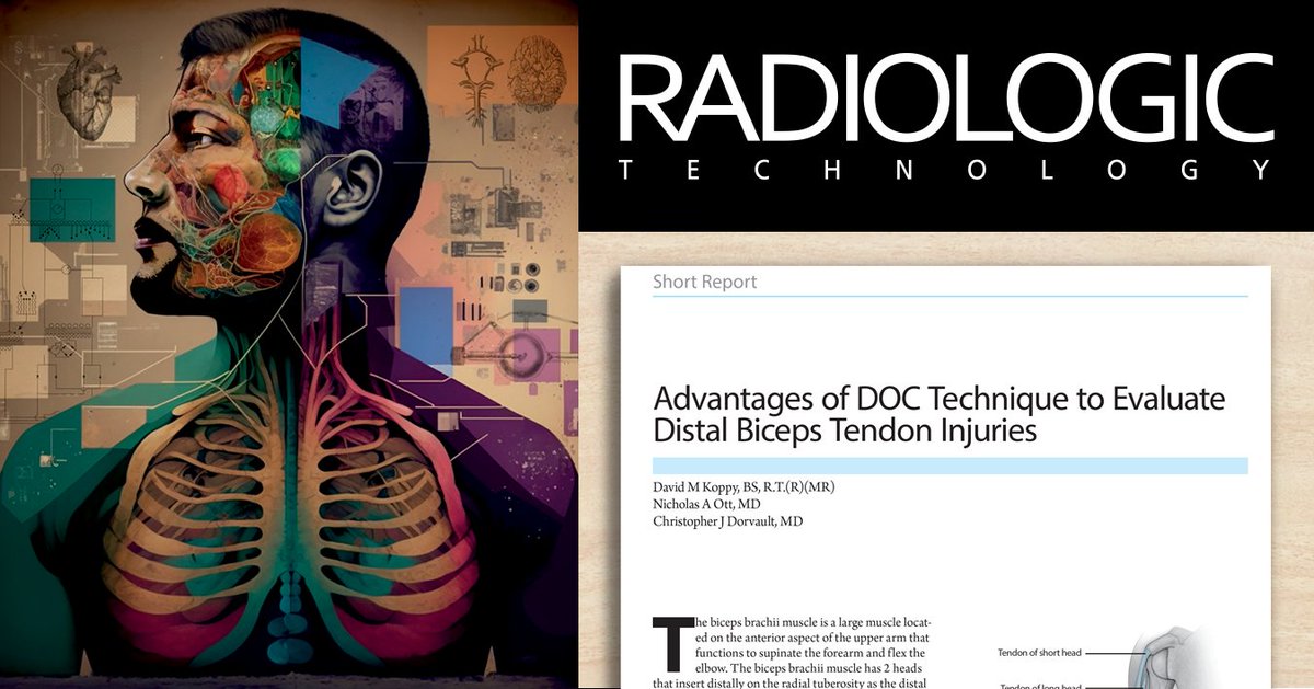 Did you know that magnetic resonance imaging is considered the standard in noninvasive diagnosis of distal biceps tendon injuries? Read more in the latest issue of Radiologic Technology. bit.ly/2Wnjhgn