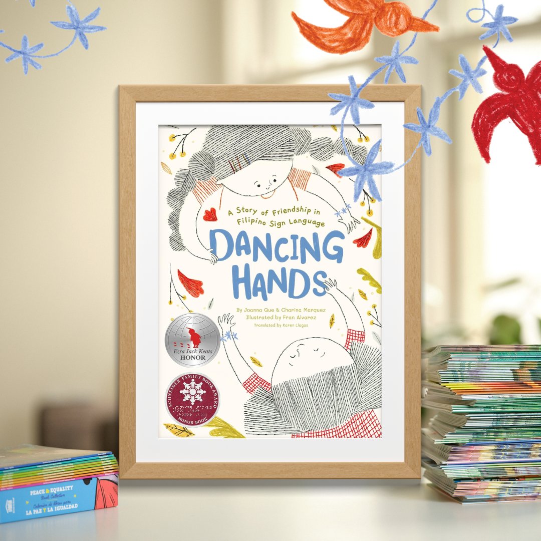🎉 Our original children's book “Dancing Hands,” written by Joanna Que and Charina Marquez and illustrated by @nobeesnohoney, has been honored with an #EzraJackKeats award by the @ejkfoundation in partnership with @degrummond at @SouthernMiss! Learn more: bit.ly/3Jg3YRj