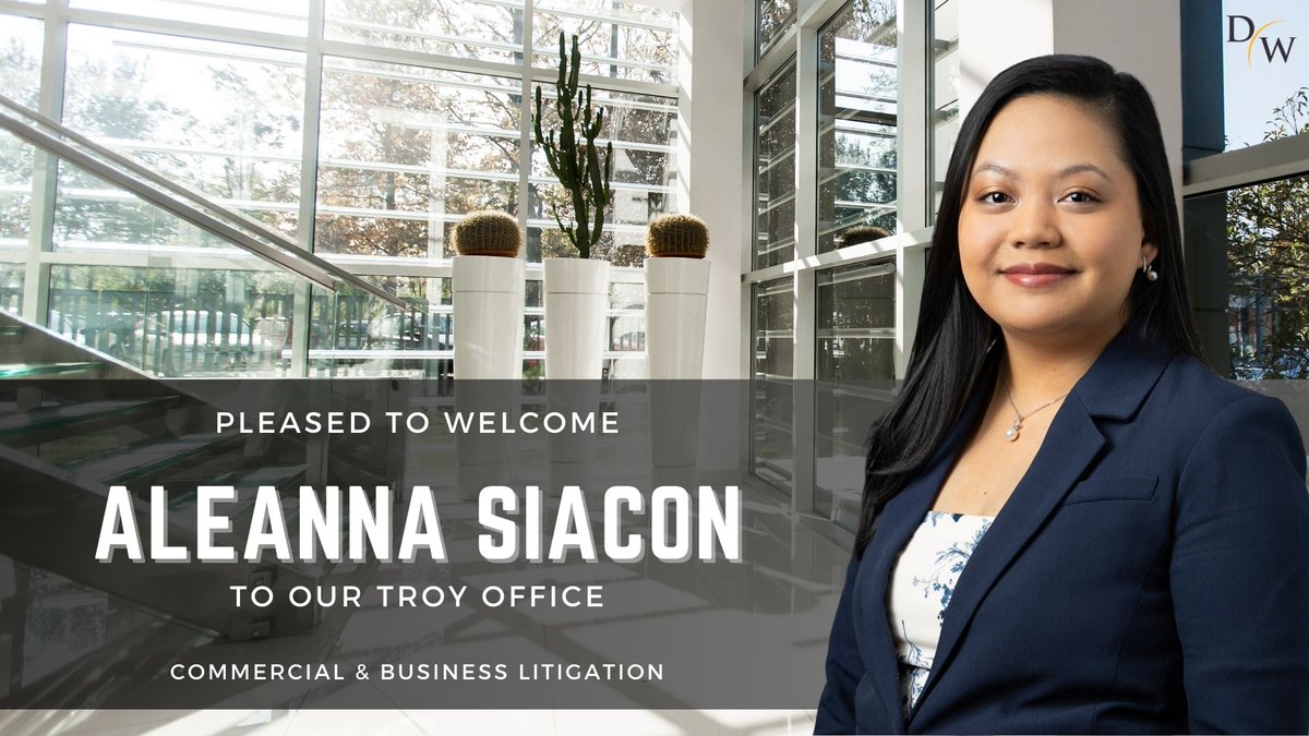 Welcome, Aleanna Siacon! Aleanna is an Associate in our Troy office and focuses her practice on commercial & business litigation. To learn more about Aleanna, click here: bit.ly/3PI7Rlt #commerciallitigation #businesssuccession