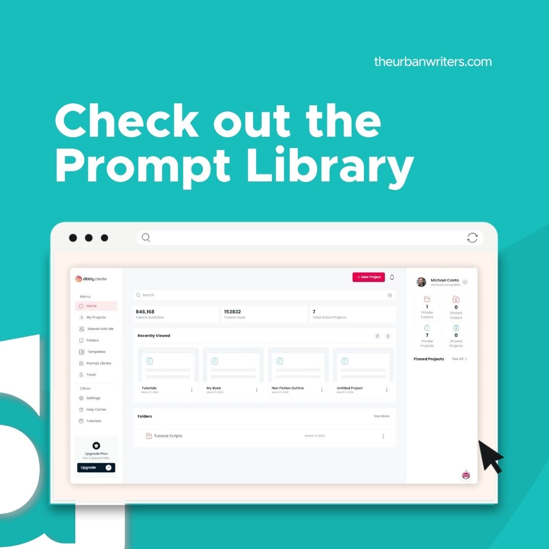 🌟 Dive into the Prompt Library & unlock a world of inspiration with Dibbly Create Pro! 📚✍️ Perfect for writers at any stage, our prompts are your gateway to endless creativity. Why wait for inspiration when you can find it here? Explore now! l8r.it/s3Ei