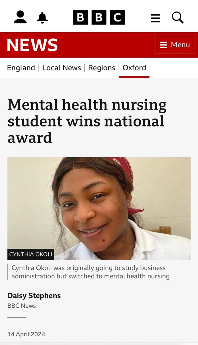 Oluomoofderby's tweet photo. Congratulations to Cynthia Okoli, an outstanding nursing student at Oxford Brookes, for winning a national award for her groundbreaking work on the use of ketamine as a treatment for severe depression during her research placement. 

Your dedication to advancing healthcare is truly commendable and inspiring! 

Congratulations 🎉