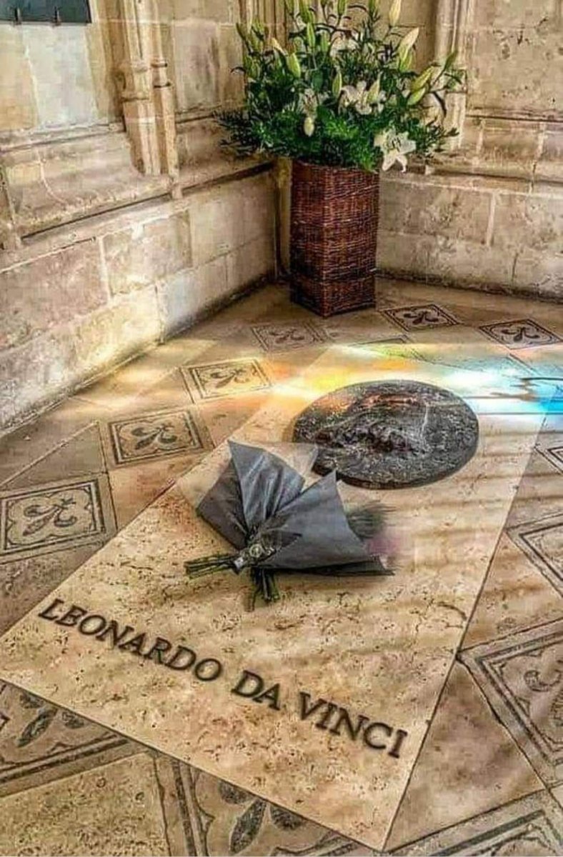 'As a day well spent makes sleep seem pleasant, so a life well employed makes death pleasant.' -Leonardo da Vinci The Italian polymath died on May 2, 1519, at the age of 67. This is his tomb in the chapel of Saint Hubert at the Château d'Amboise, marked by a plaque indicating it