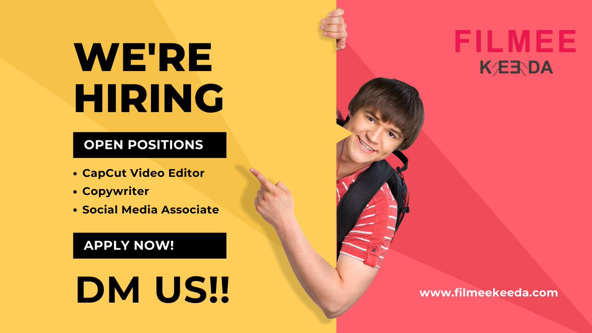 🚀 We're Hiring! 🚀
If you're passionate about crafting compelling content and love engaging with communities online, we want to hear from you!
🎬 Video Editor
✍️ Copywriter
📱 Social Media Associate
Think you're a fit? DM US NOW!
#JobOpening #Hiring #MediaJobs #JoinOurTeam