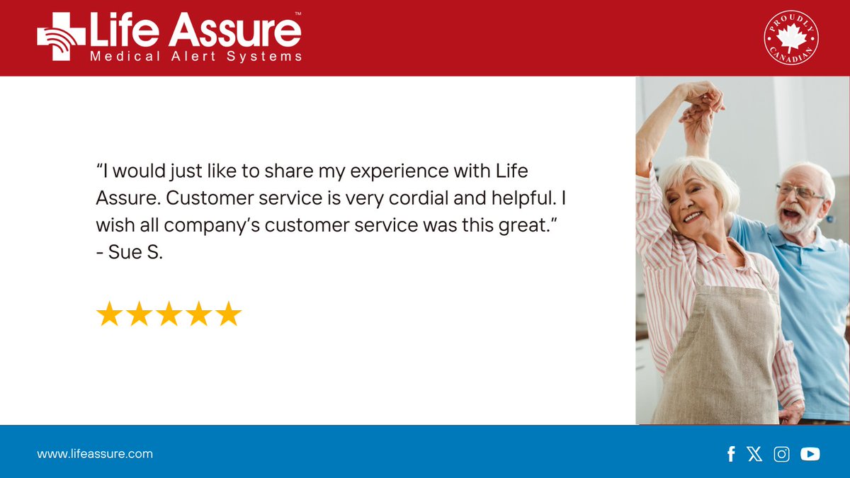“I would just like to share my experience with Life Assure. Customer service is very cordial and helpful. I wish all company’s customer service was this great.”
- Sue S.

#lifeassure #medicalalert #seniorliving #seniorcare