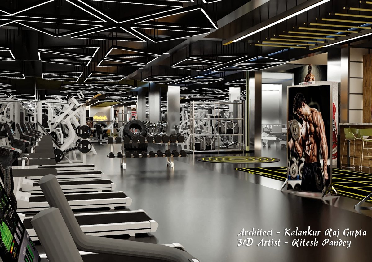 Gym proposed by K.R.G.ARCHITECT'S in Kanpur, U.P,  INDIA, #India #krgarchitects #interior #interiordesign #interiorarchitecture #interiordesigner #gym #gymindia #gyminteriordesign #gyminterior #gymlovers #workoutarea #indianarchitect #architecturedesign  #ArKalankurrajgupta,