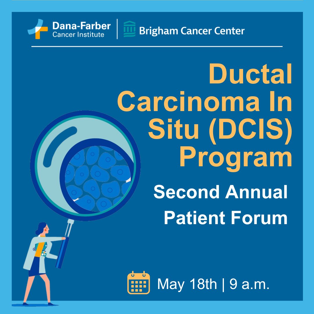 The 2nd Annual #DCIS Patient Forum will be held virtually on Sat, May 18th at 9 am! A variety of topics will be covered including 👉understanding your pathology report 👉radiation therapy for DCIS 👉+ all sessions will have a Q&A component Register: redcap.partners.org/redcap/surveys…