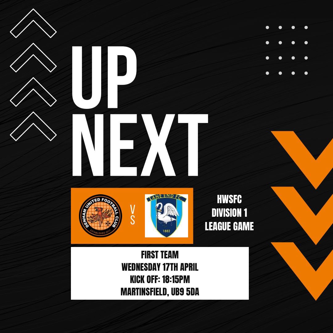 Midweek action again this week for the first team who host Lane End at Martinsfield. 🧡