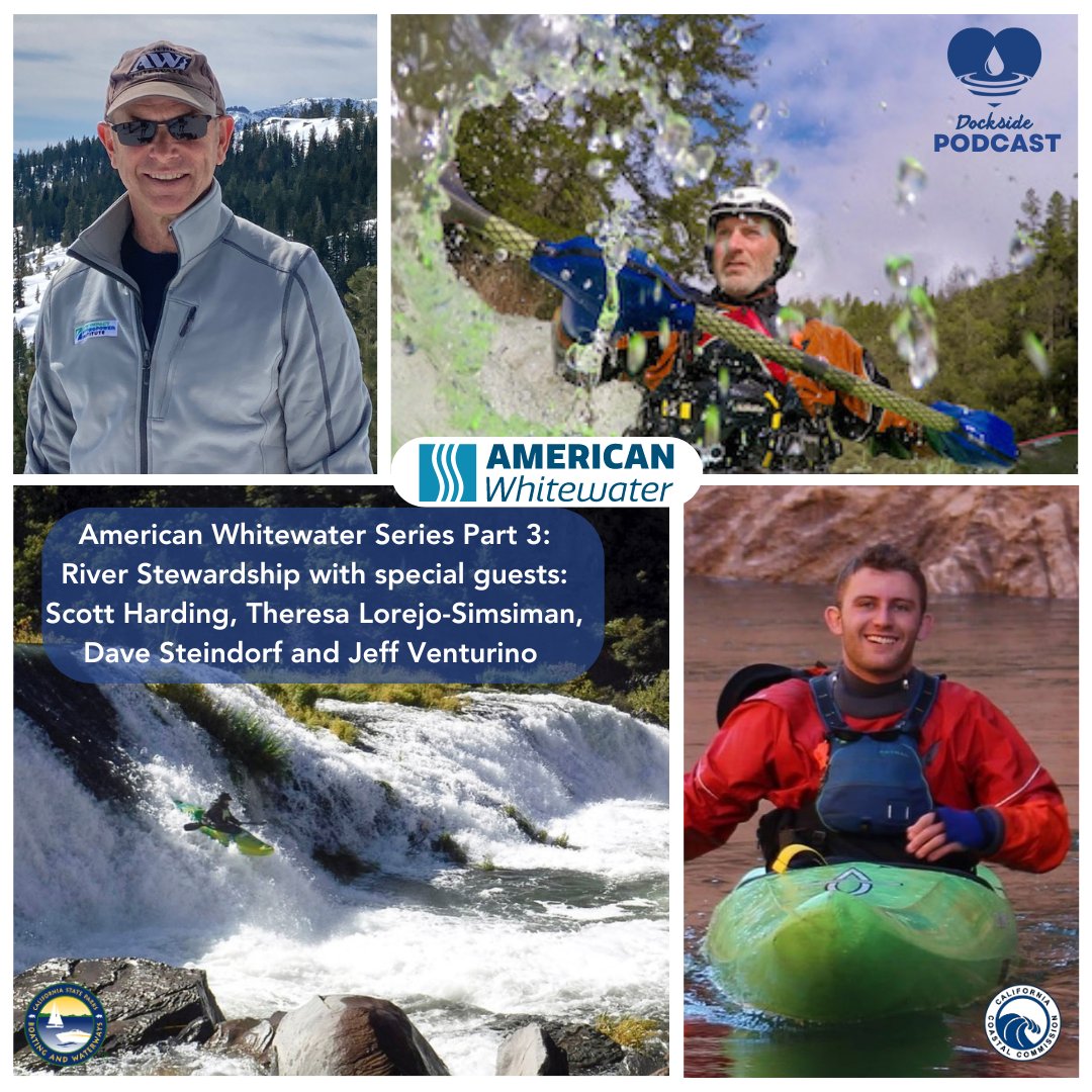 NEW PODCAST EPISODE! We talk with Scott Harding, Theresa Lorejo-Simsiman, Dave Steindorf, and Jeff Venturino who've spent their lives making impacts on California rivers by working with @AmerWhitewater & promoting California River Stewardship. @TheCACoast dockside.podbean.com