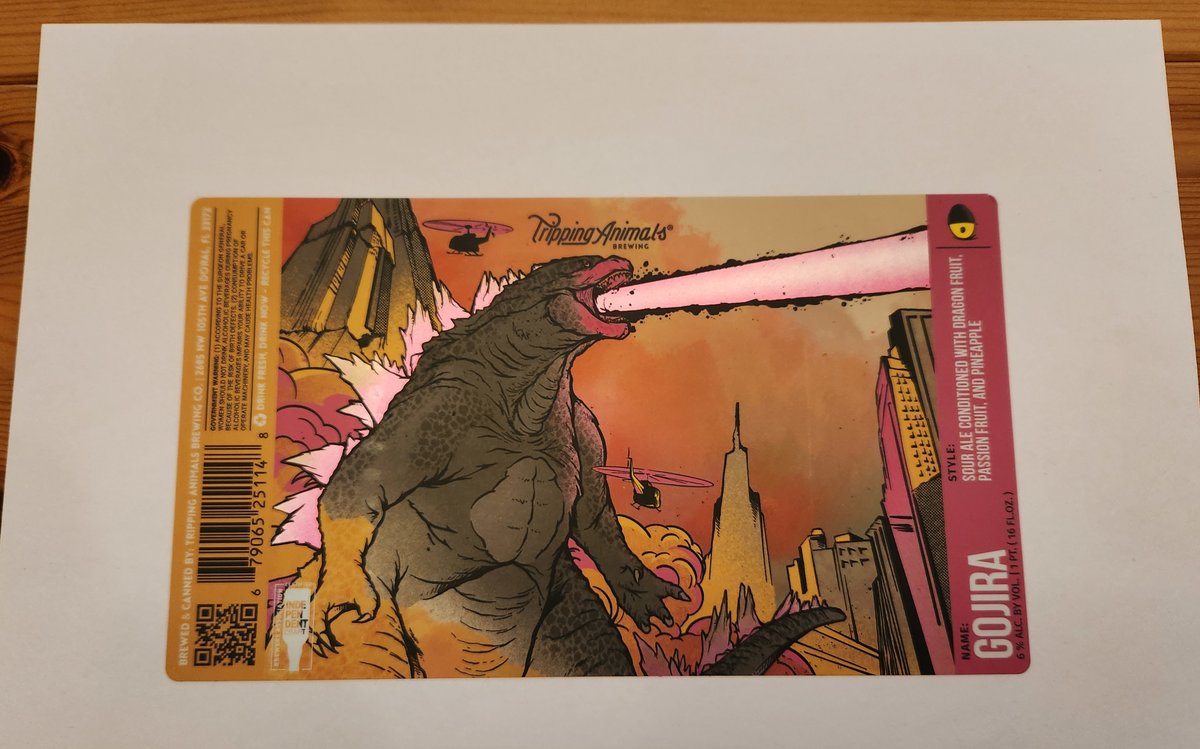 BeerLabelFan's tweet image. And I must say, for label collectors like me, a label that peels this nicely is sooooo satisfying @trippinganimals Gojira 

Check out the iridescent pop of the dorsal fins and the atomic breath.
#godzilla #CraftBeer