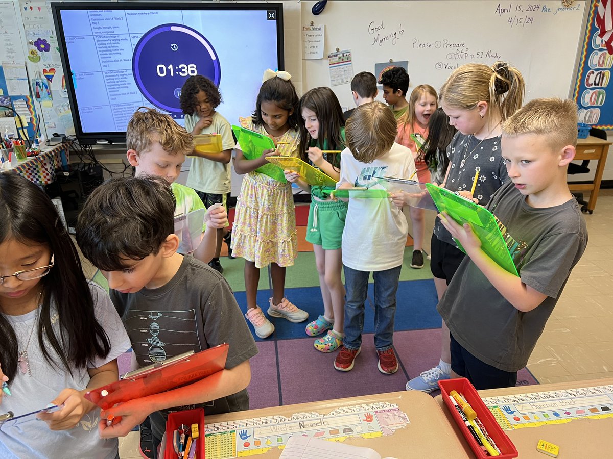 Mrs. Molnar’s class is surveying each other about their favorite things as the first step of a graphing project.