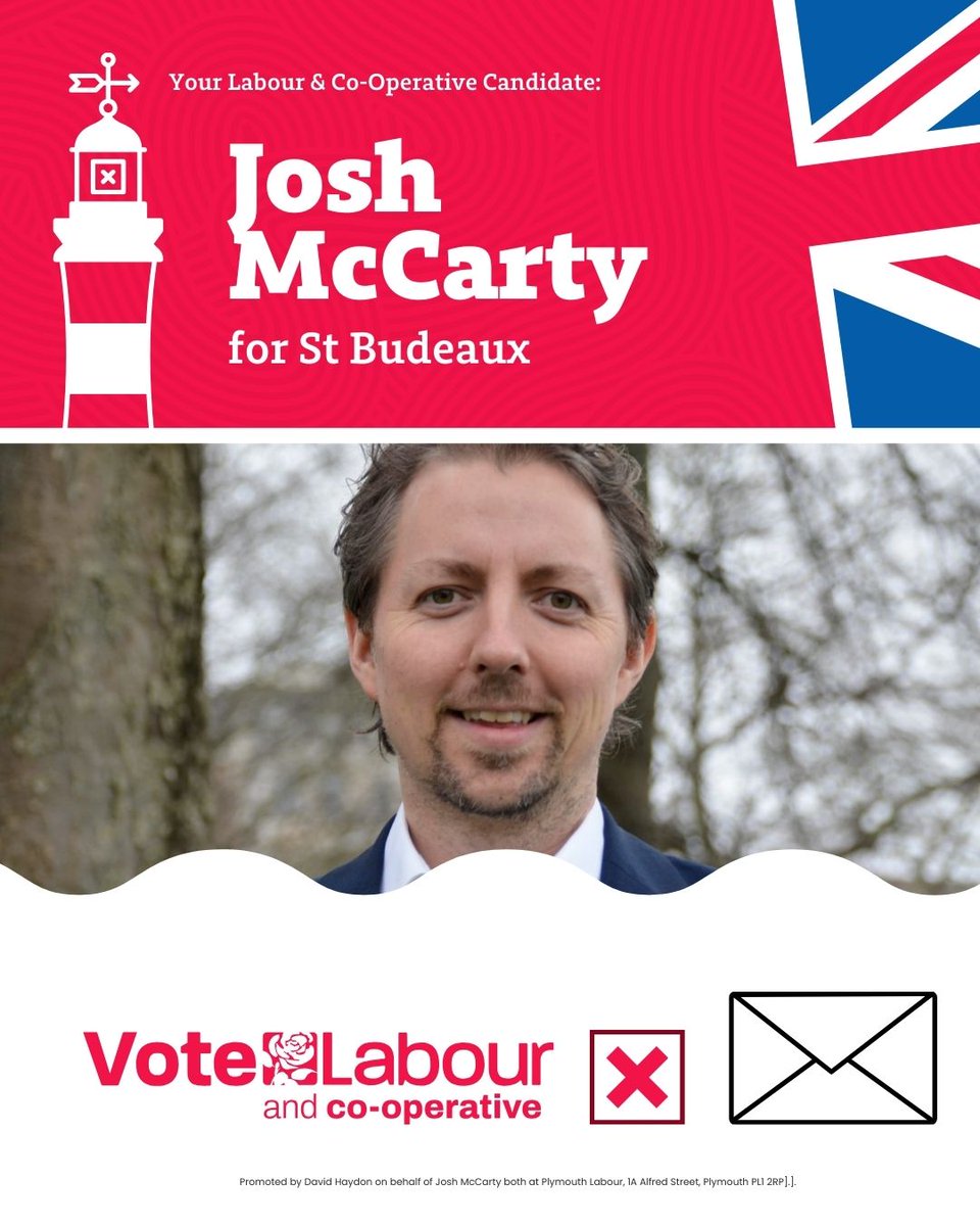 📮 Postal votes are arriving ✉️ If you live in St Budeaux use yours to vote for @JoshMcCPlymLab whose passion for the environment and communications have seen him work for the Herald, National Marine Aquarium and as part of partnership which developed the NMP #LocalElections2024