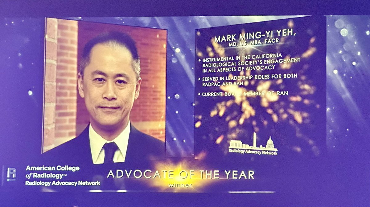 Congratulations and thanks to Dr. Mark Yeh for his tireless #radvocacy for our patience and our practices. #ACR2024 This is the kind of volunteerism that makes a huge difference for all of us.
