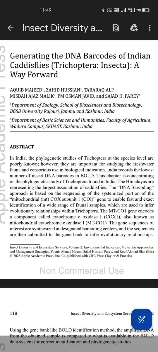tabarakali89's tweet photo. Two book chapters published in a book "Insect Diversity and Ecosystem services" by CRC press. https://t.co/0JFT5ZgysQ