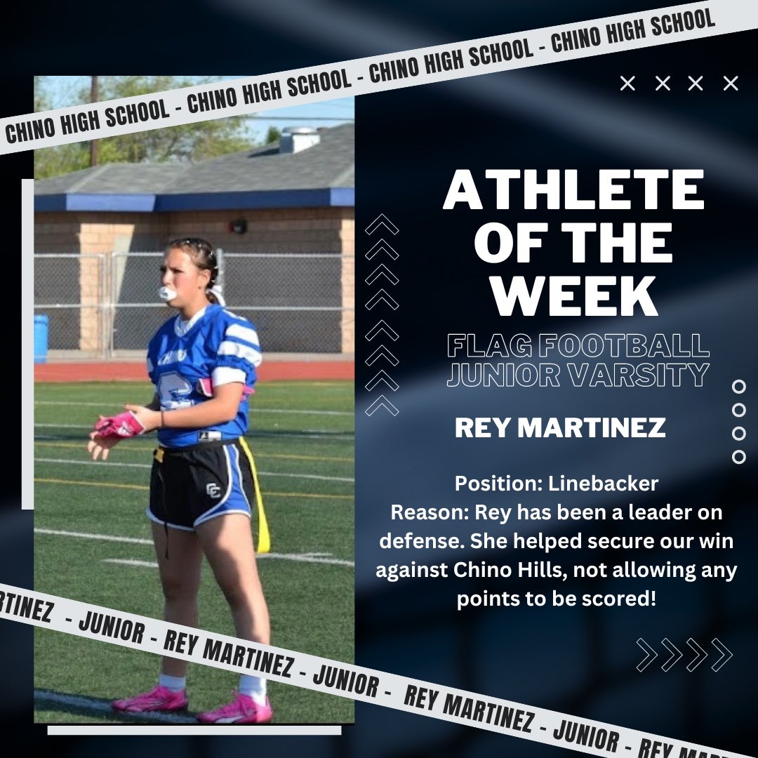 CHS Sports Boosters (@chssportbooster) on Twitter photo Our Chino Flag Football had an amazing season! Way to go Chino High Athletes of the week! <a href="/ChinoADHinkle/">Coach Hinkle</a> <a href="/chchampsports/">Champion Sports</a> <a href="/ChinoHighSports/">Chino High Athletics</a> Our Chino Flag Football had an amazing season! Way to go Chino High Athletes of the week! <a href="/ChinoADHinkle/">Coach Hinkle</a> <a href="/chchampsports/">Champion Sports</a> <a href="/ChinoHighSports/">Chino High Athletics</a>