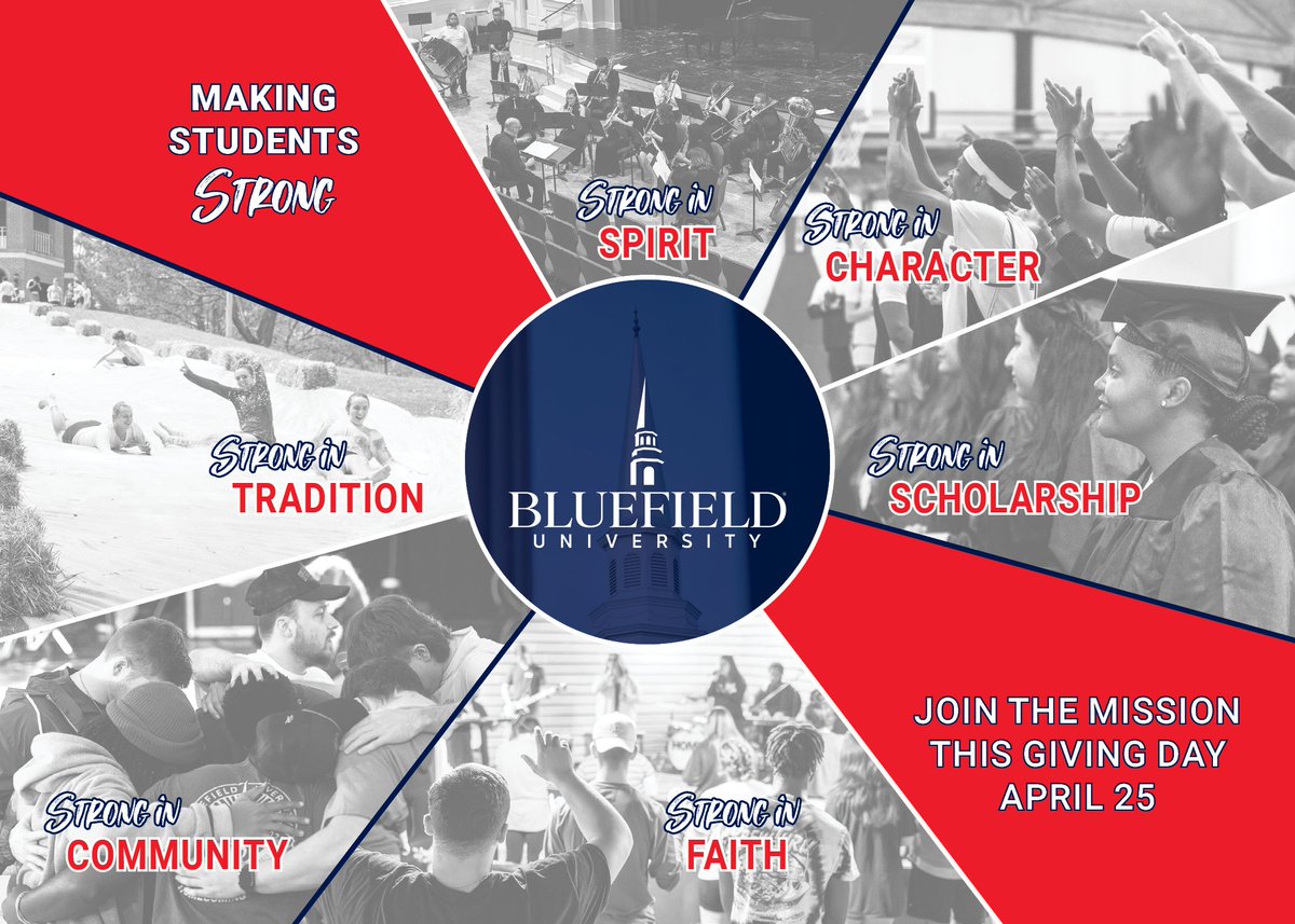 blfduniversity's tweet photo. At Bluefield University, it is our mission to develop strong servant leaders who transform the world. Join our mission this #BUGivingDay by making a donation now through April 25 and help us make our students #BUStrong: https://t.co/sK51VaY98h https://t.co/dUDAtKwz4B