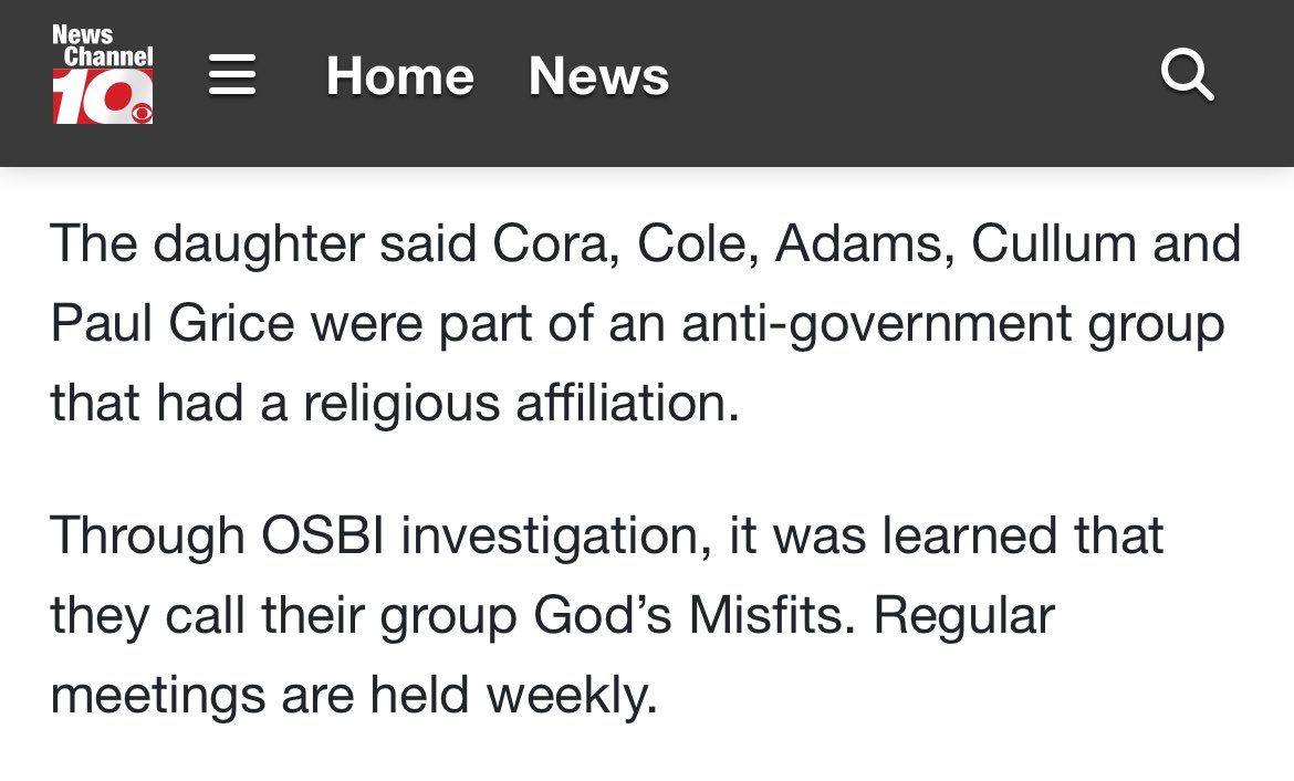 Whispers of an anti-government group and religious group calling themselves “God’s Misfits” confirmed. God’s misfits indeed. And, in deed. 
#VeronicaButler #JilianKelley #MissingMoms #Oklahoma